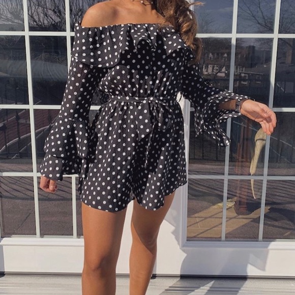 COPY - Off the Shoulder Polka Dot Romper size: S - Picture 1 of 10